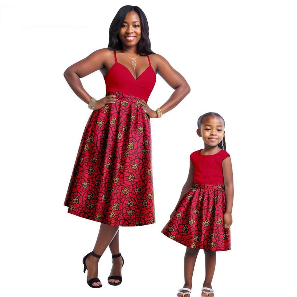 Print Dresses for Mother and Daughter Patchwork Dresses FM023-2