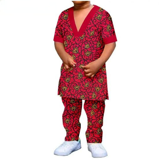 Boy Outfit Dashiki African Clothes Summer Cotton Sets