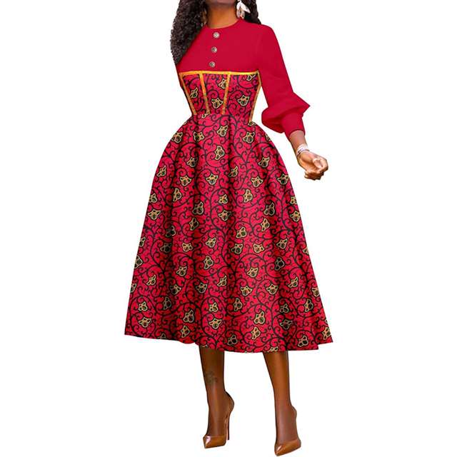 African Dresses for Ankara Print High Waist Shirt Party Wedding