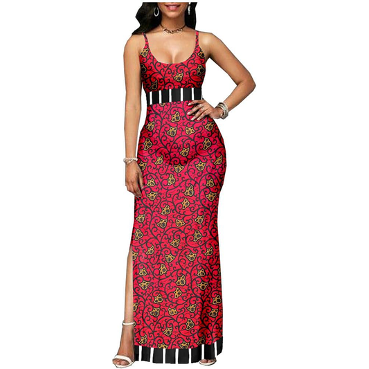 African Dresses Ankara Sleeveless Patchwork Attire DR005-2