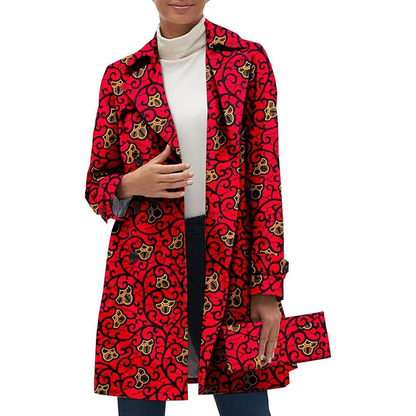 African Women Casual Coat Ankara Print Open Front Long Blazer Jacket