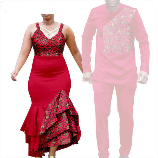 Couple Clothes Print Dresses Shirts and Pants Outfits sets CC015-3