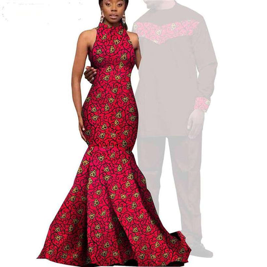 Couples African Clothes Long Dress Match Men Ankara Outfits CC014-2