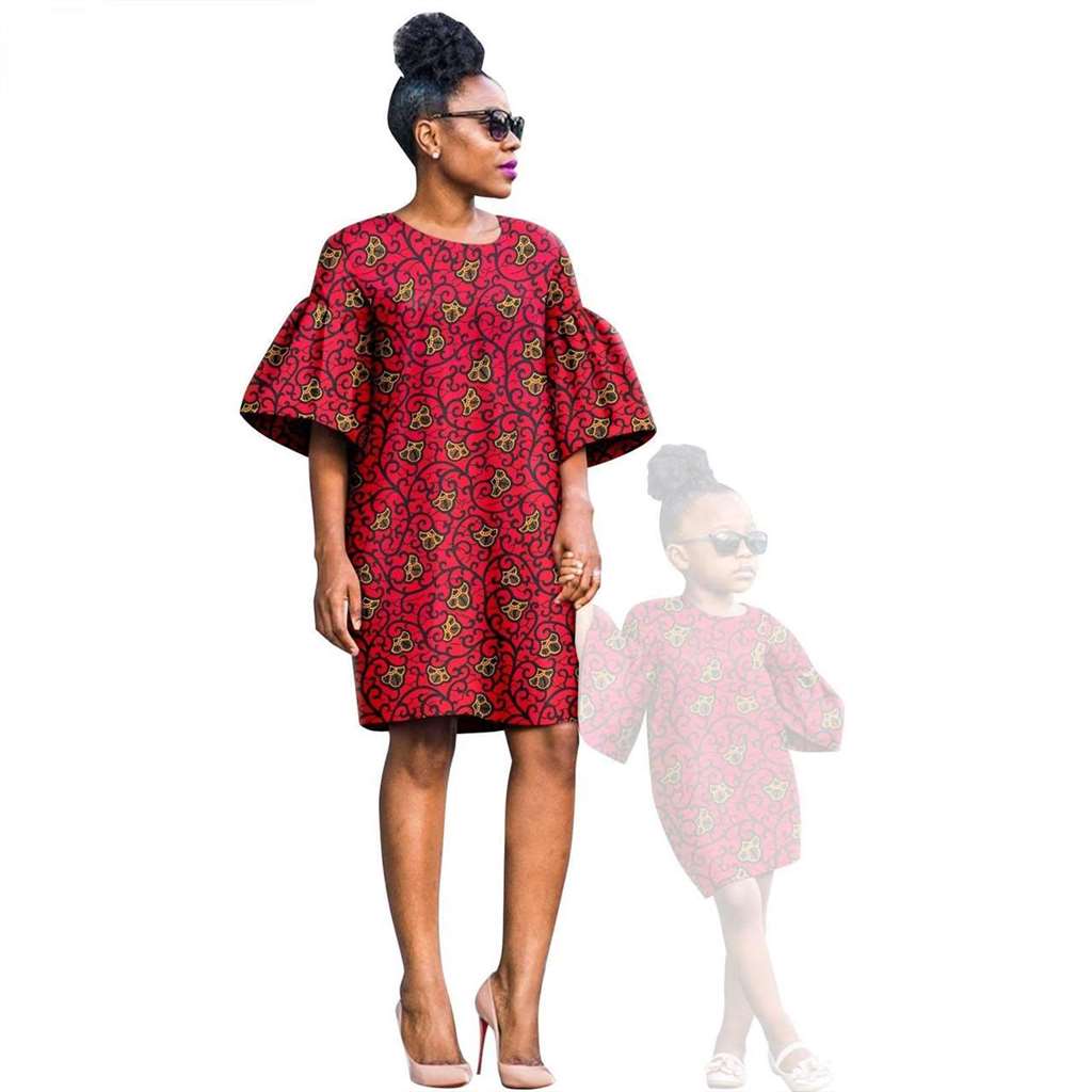 African Print Dresses for Women and Girls Sleeve Vestidos FM020-2