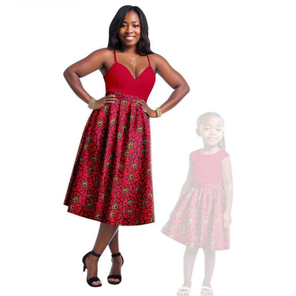 Print Dresses for Mother and Daughter Patchwork Dresses FM023-2