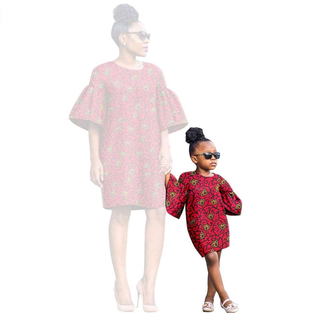 African Print Dresses for Women and Girls Sleeve Vestidos FM020-2