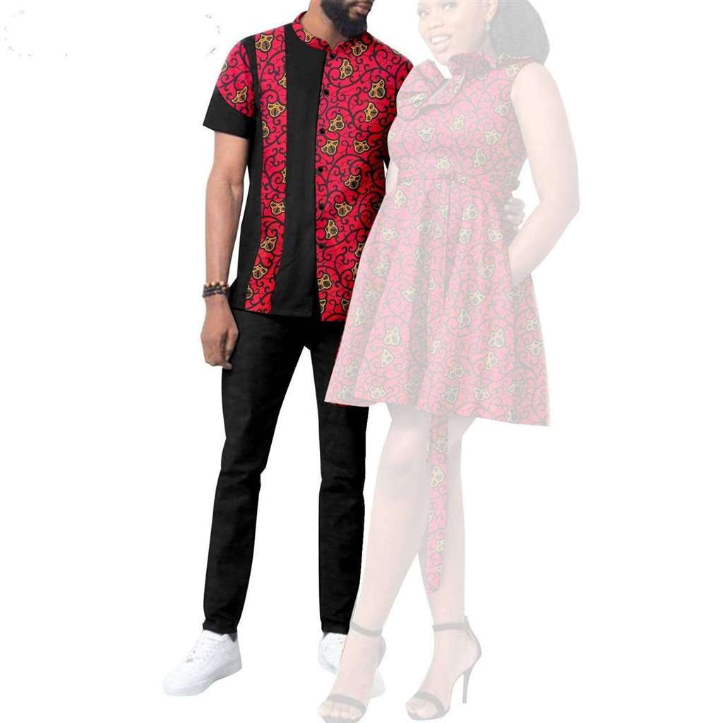 African Print Dresses for Women Couple Clothes Men Outfits CC038-1