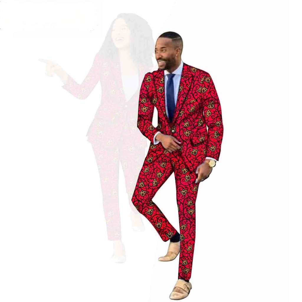 Ankara Women Men Outfits Print Jackets and Pants Sets CC078