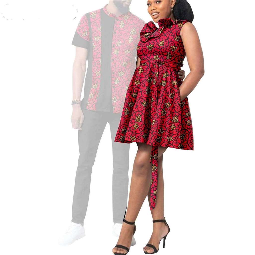 African Print Dresses for Women Couple Clothes Men Outfits CC038-1