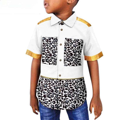 Dashiki Summer Boy Outfits Patchwork Print Top Shirt Outerwear