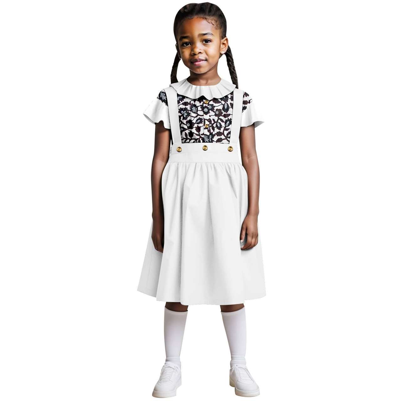 Cotton Ruffle Sleeve Top and Skirt Sets Girl Outfits Outerwear