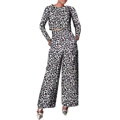 African Clothes Long Sleeve Shirt and Print Pants set