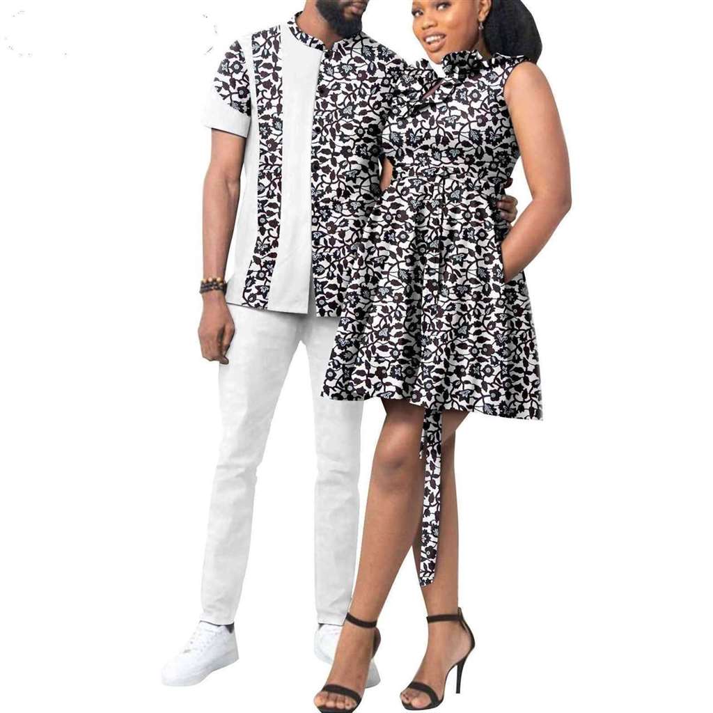 African Print Dresses for Women Couple Clothes Men Outfits CC038-1