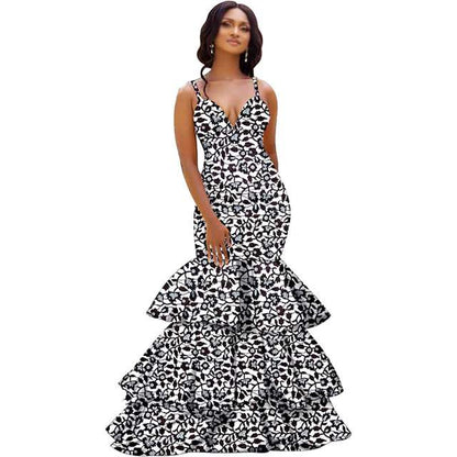 African Dresses Print V-Neck Long Maxi  Party Wedding DR024-1