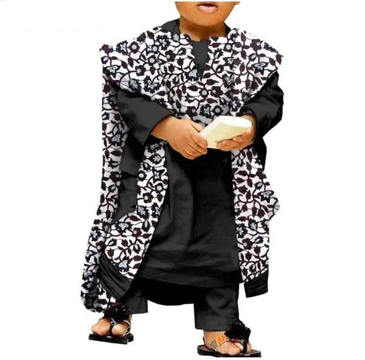 Kids African Clothes Ankara Outfits Shirt and Pants Print Robes