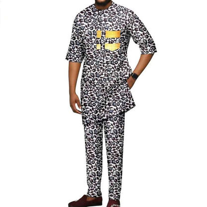 African Dresses Women Print V-neck Match Men Sets Lover CC007-1