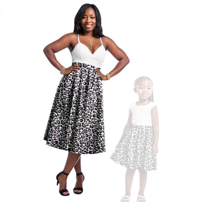 Print Dresses for Mother and Daughter Patchwork Dresses FM023-2