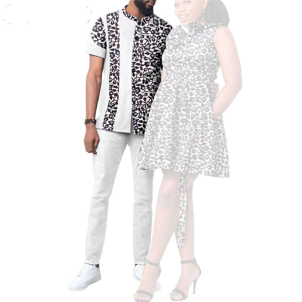 African Print Dresses for Women Couple Clothes Men Outfits CC038-1