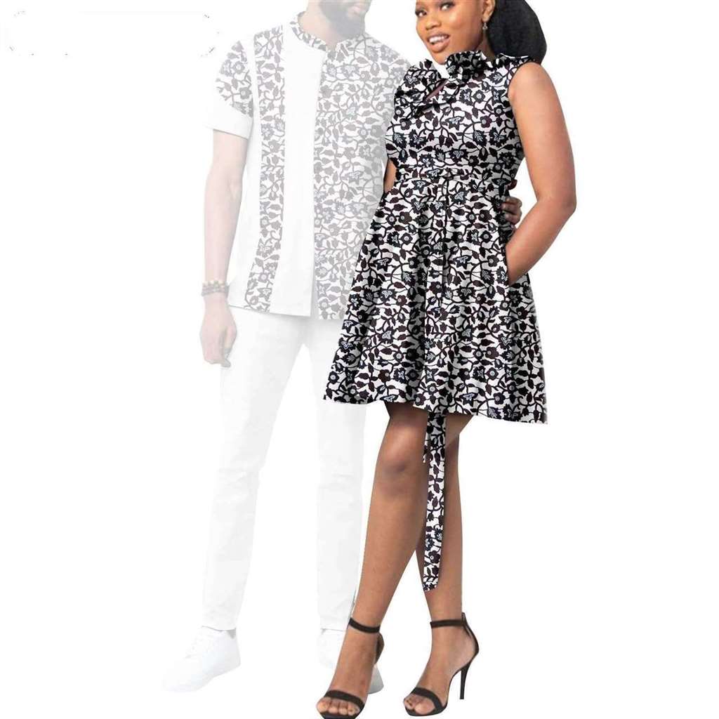 African Print Dresses for Women Couple Clothes Men Outfits CC038-1