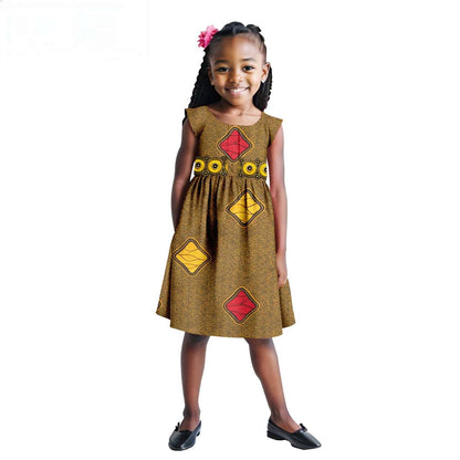 Print Appliques Dresses for Girls Ankara Outfits Summer Outerwear