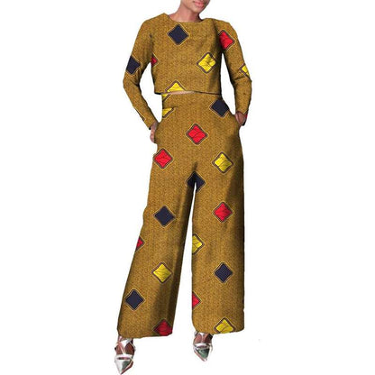 African Clothes Long Sleeve Shirt and Print Pants set