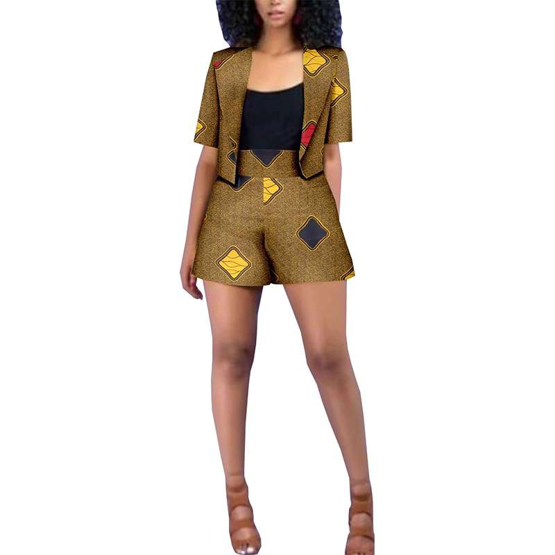 African Clothes Print Short Jackets and  Shorts Ankara Outfits