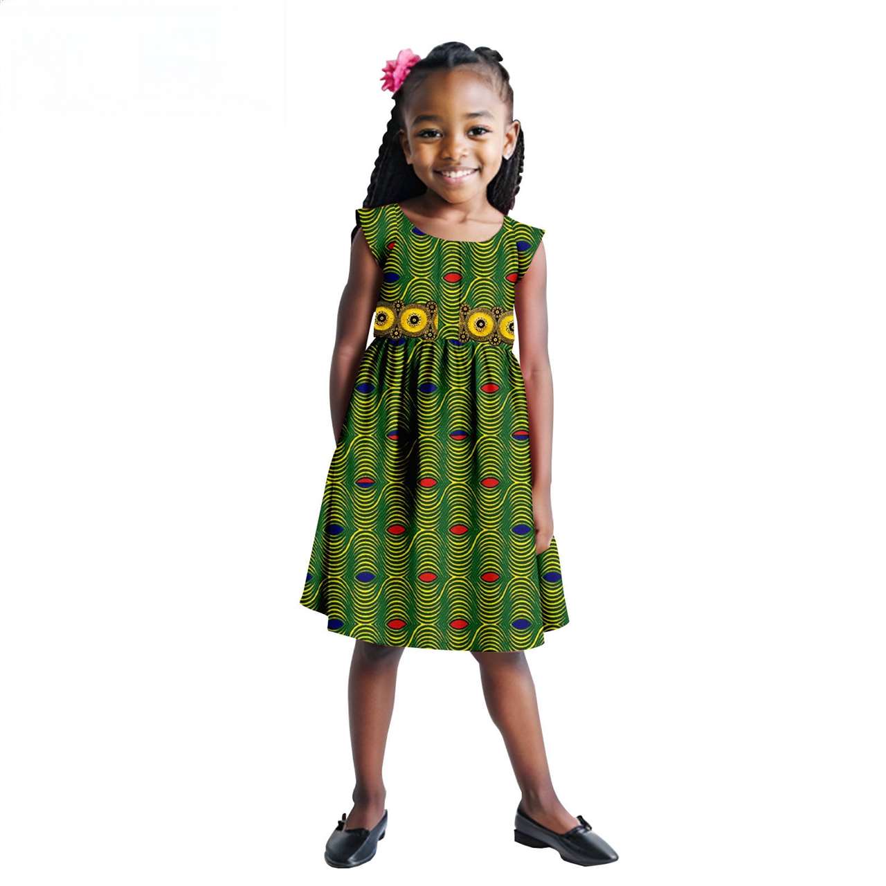 Print Appliques Dresses for Girls Ankara Outfits Summer Outerwear