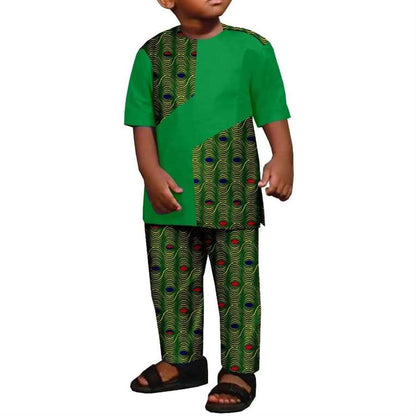 Summer Cotton Ankara Print Outfits for Boys | Top and Pant Sets