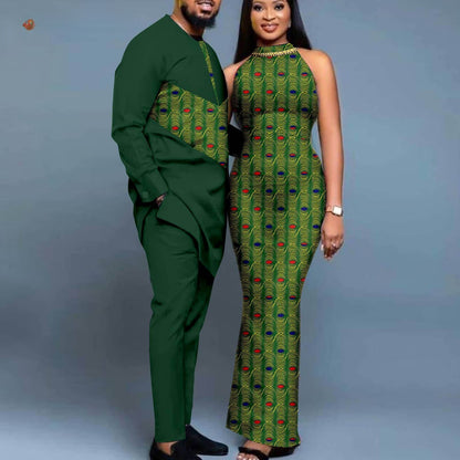 Couple African Dresses Women Matching Print Men's Sets CC031-2