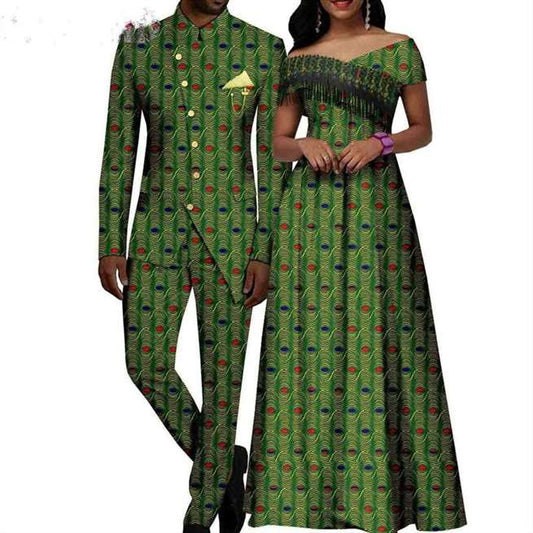 Couple Clothes Long Dresses for Women Match Men Suits CC016-2