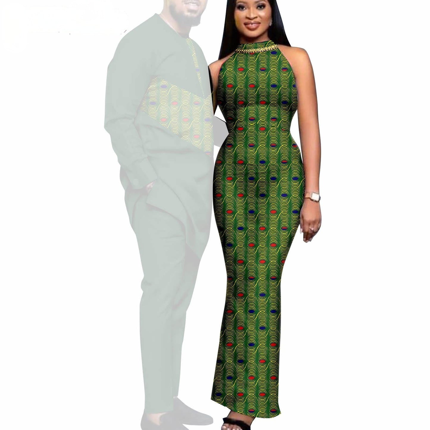 Couple African Dresses Women Matching Print Men's Sets CC031-2