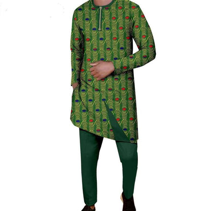 African Print Dresses Match Men Outfits Long Top and Pant Sets CC048