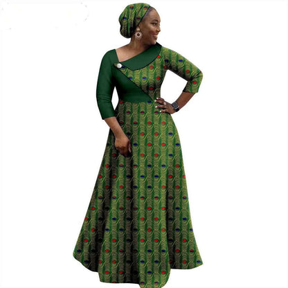 African Print Long Dresses for Women Match Men Robe Sets CC050-2