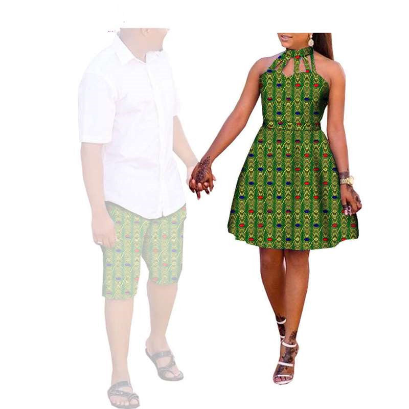 Couples Ankara Print Hollow Dresses Match Men Pants