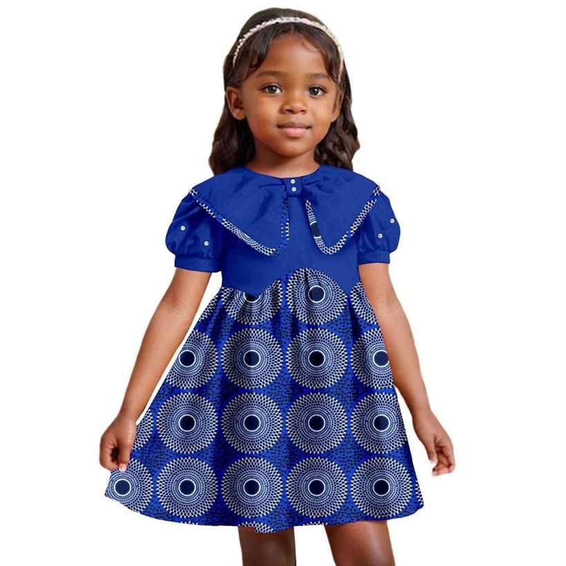 Print Dresses for Girl Ankara Embroidered Flared Dress