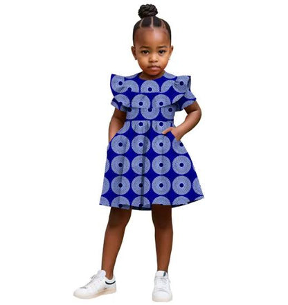 Girl African Clothes Print Dresses Ankara Outfits Summer Cotton