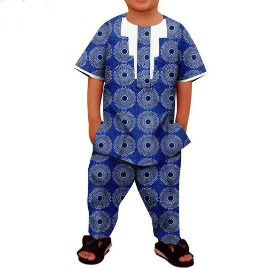 African Clothes for Kids Top Shirts and Pants Sets Casual Outfits