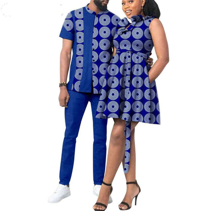 African Print Dresses for Women Couple Clothes Men Outfits CC038-2