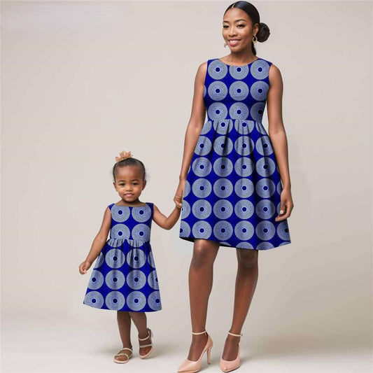 African Print Long Dresses for mom and daughters Outfits FM007-2