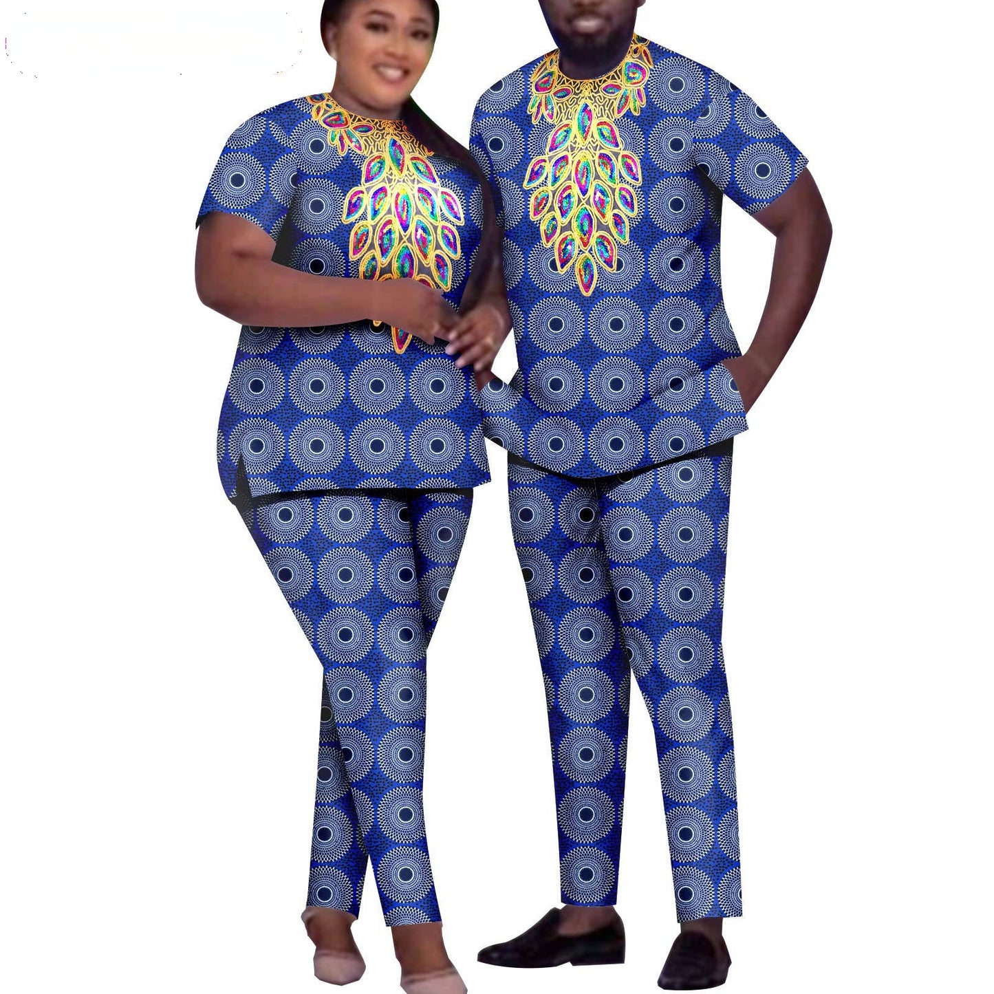 African Men Suits Patchwork Print Sets Match Women Outfits CC020-2