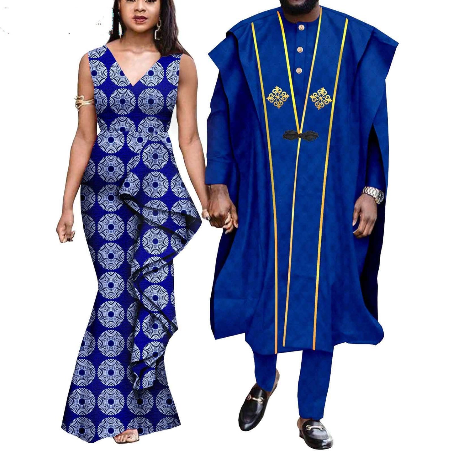 Couple Clothes African Print Women Dresses Men Outfits CC029-3