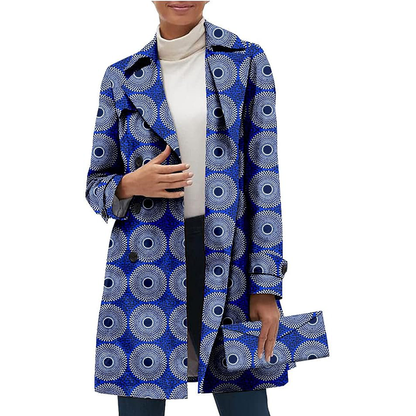 African Women Casual Coat Ankara Print Open Front Long Blazer Jacket