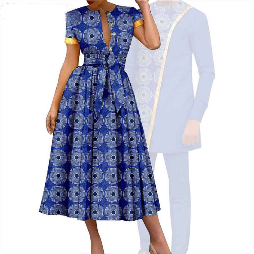 Couple African Clothes Match Print Dresses Top and Pant Sets CC022-2