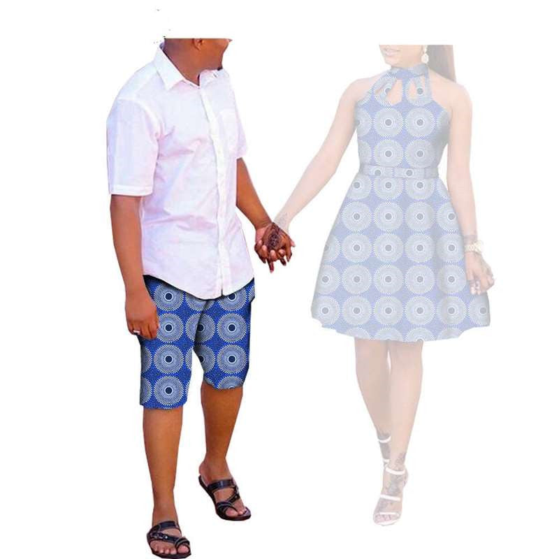 Couples Ankara Print Hollow Dresses Match Men Pants