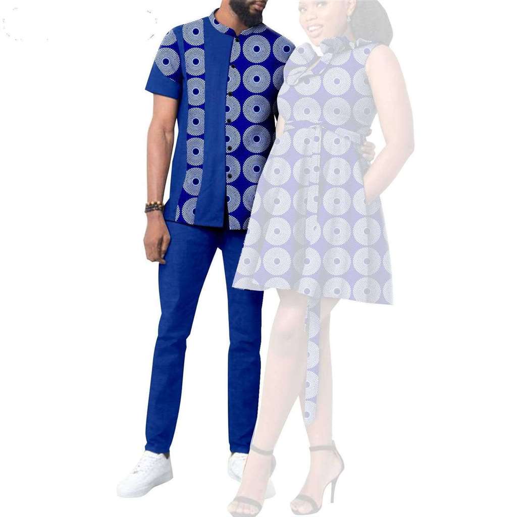 African Print Dresses for Women Couple Clothes Men Outfits CC038-2