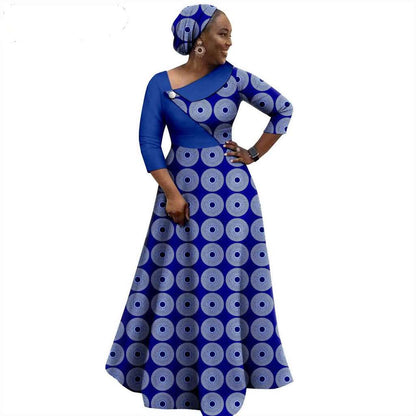 African Print Long Dresses for Women Match Men Robe Sets CC050-2