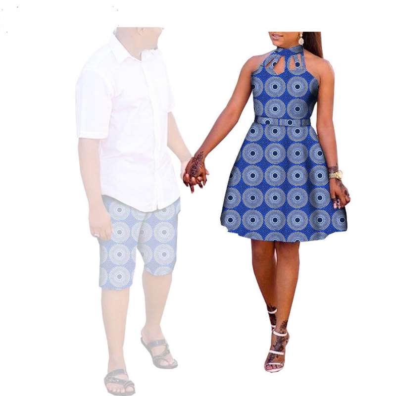 Couples Ankara Print Hollow Dresses Match Men Pants