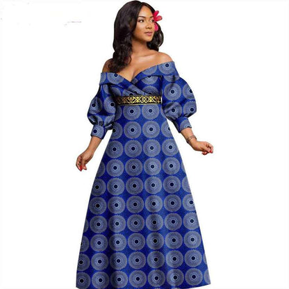 African Women Print Long Dresses Match Men Suit Sets CC046-2