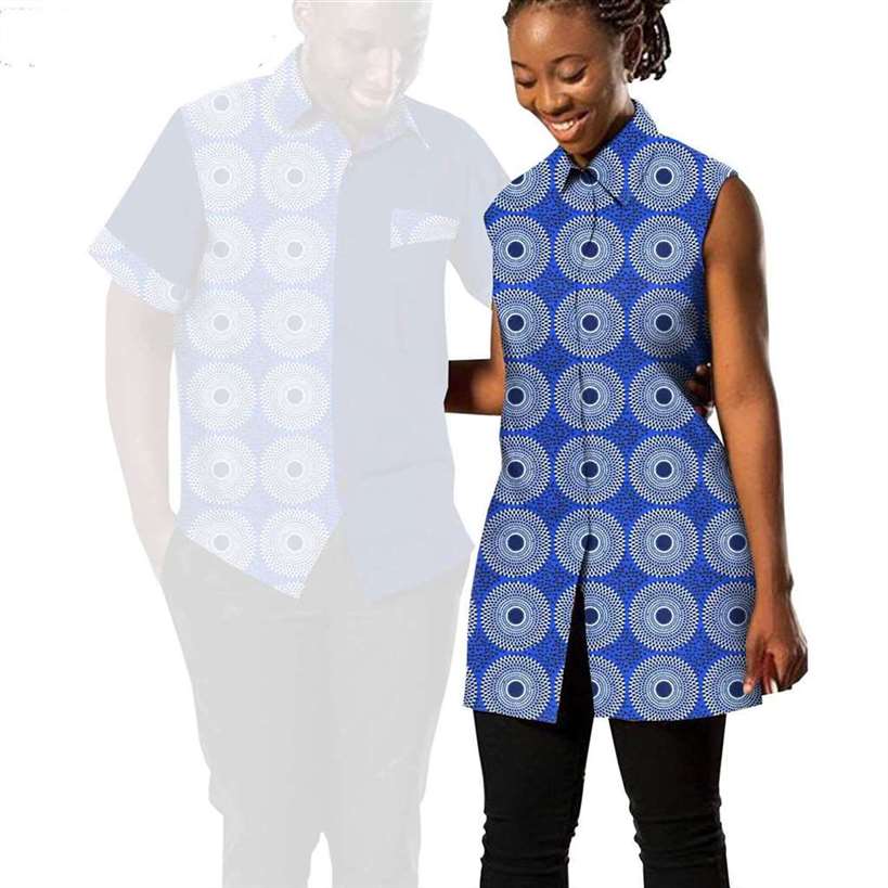 Women Print Shirts Match Men Outfits Patchwork Shirts CC056-2