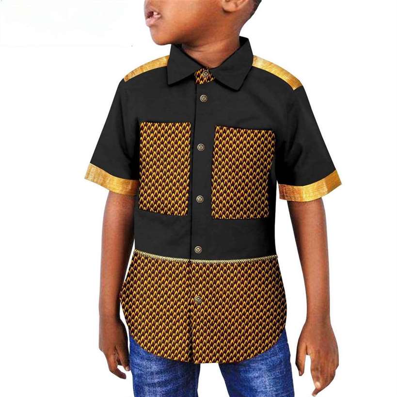 Dashiki Summer Boy Outfits Patchwork Print Top Shirt Outerwear